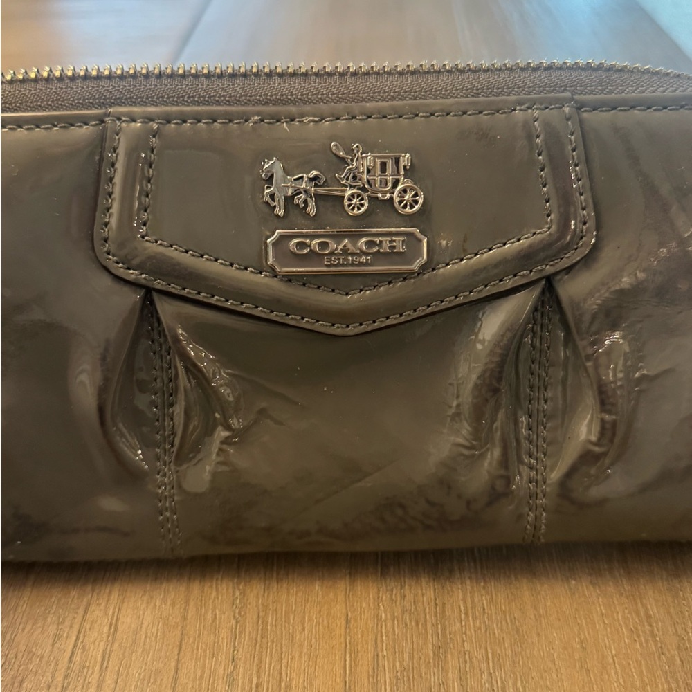 Coach Patent Leather Zip Around Wallet